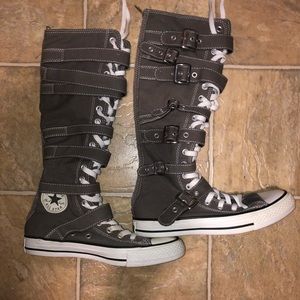 Y2K Grey Knee High Buckle Converse